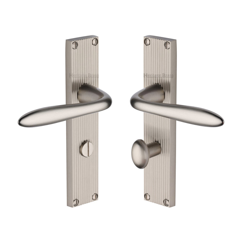 Heritage Brass Sutton Reeded Door Handle on Plate