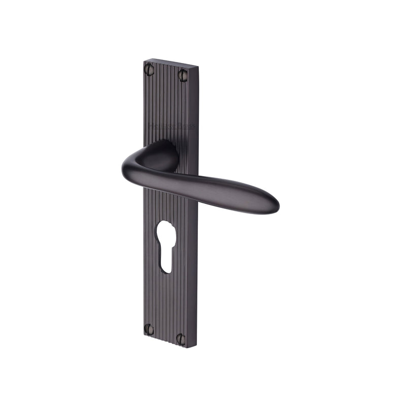Heritage Brass Sutton Reeded Door Handle on Plate