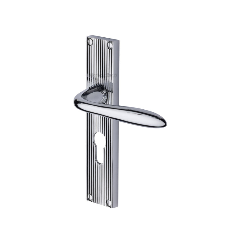 Heritage Brass Sutton Reeded Door Handle on Plate