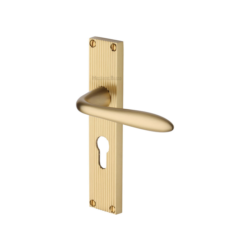 Heritage Brass Sutton Reeded Door Handle on Plate
