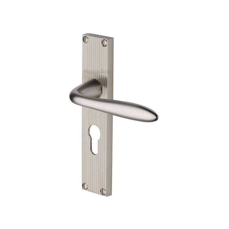 Heritage Brass Sutton Reeded Door Handle on Plate
