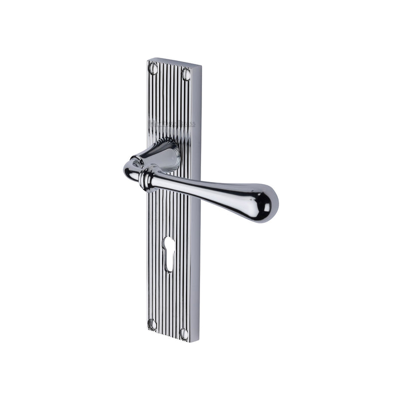 Heritage Brass Roma Reeded Door Handle on Plate