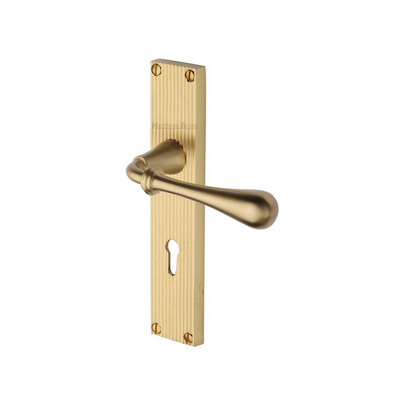 Heritage Brass Roma Reeded Door Handle on Plate