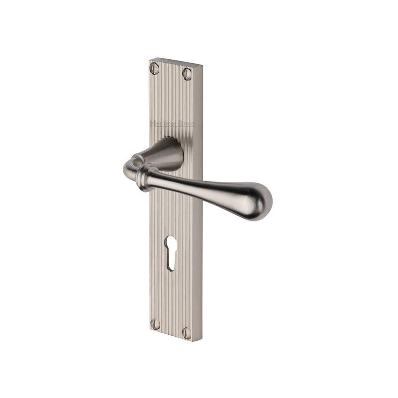 Heritage Brass Roma Reeded Door Handle on Plate
