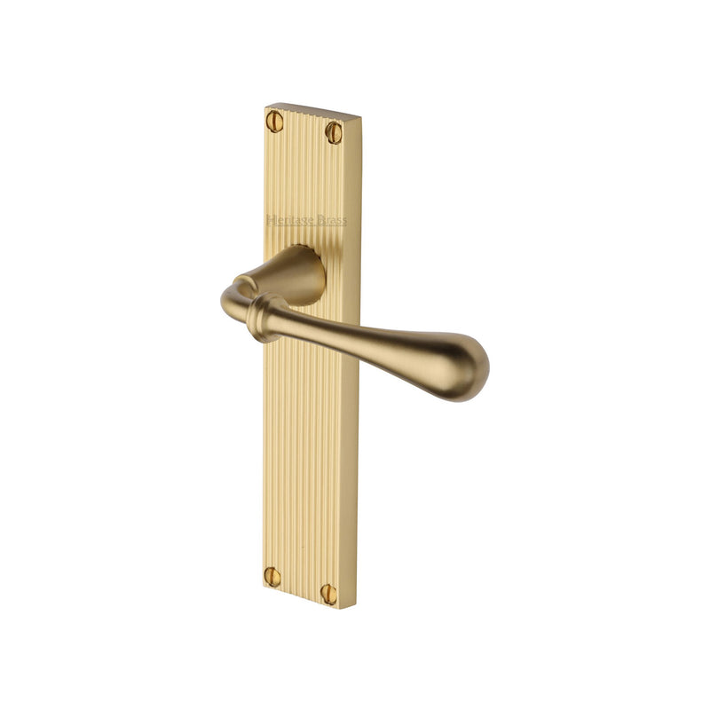 Heritage Brass Roma Reeded Door Handle on Plate