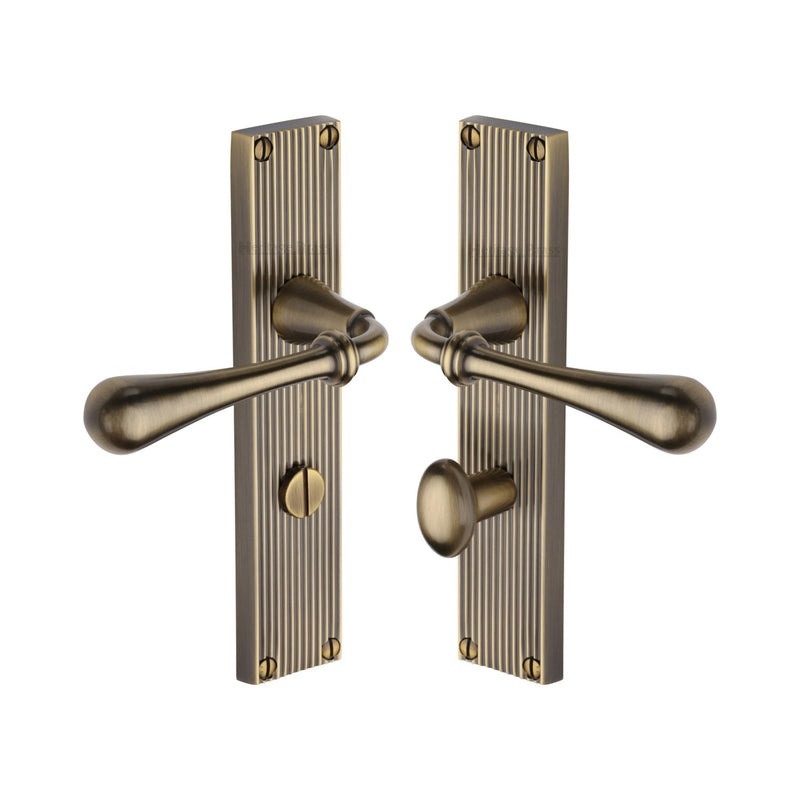 Heritage Brass Roma Reeded Door Handle on Plate