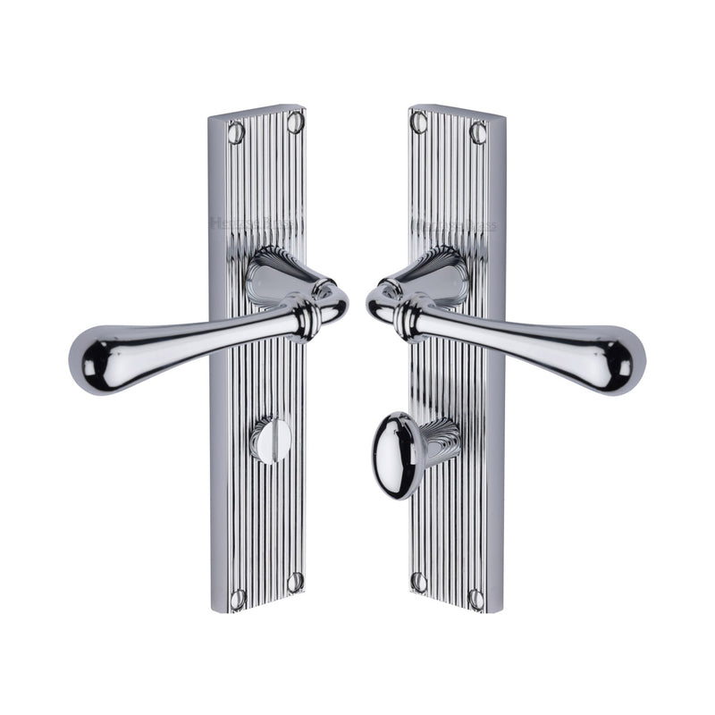 Heritage Brass Roma Reeded Door Handle on Plate