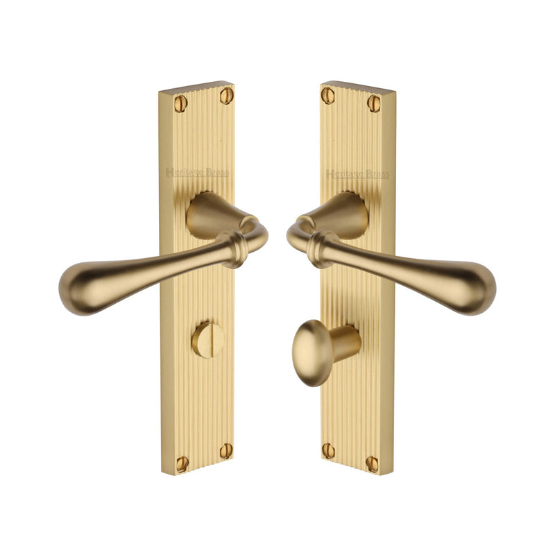 Heritage Brass Roma Reeded Door Handle on Plate