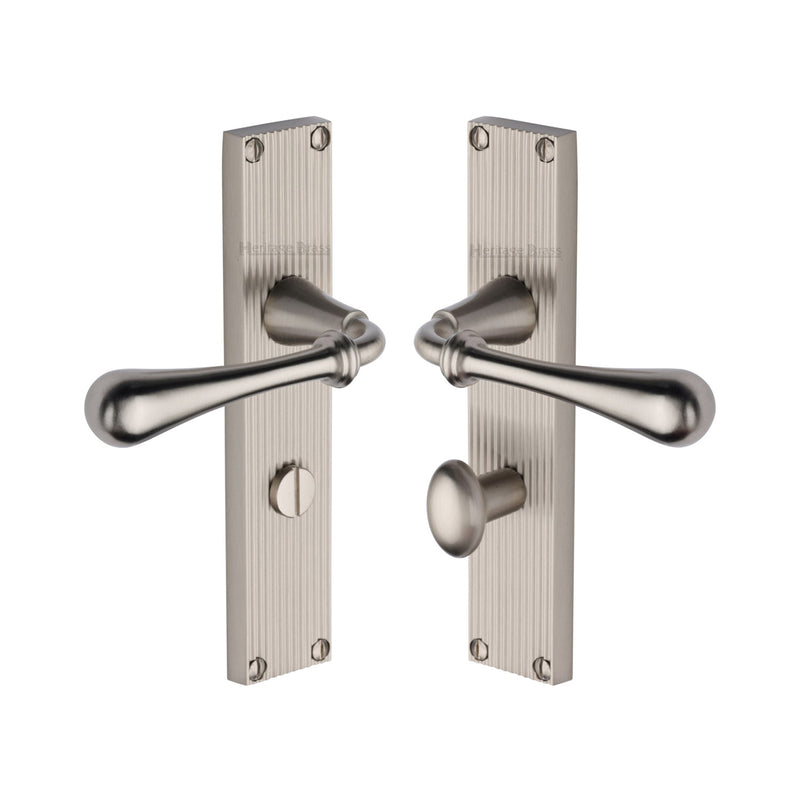 Heritage Brass Roma Reeded Door Handle on Plate