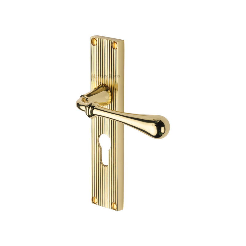 Heritage Brass Roma Reeded Door Handle on Plate