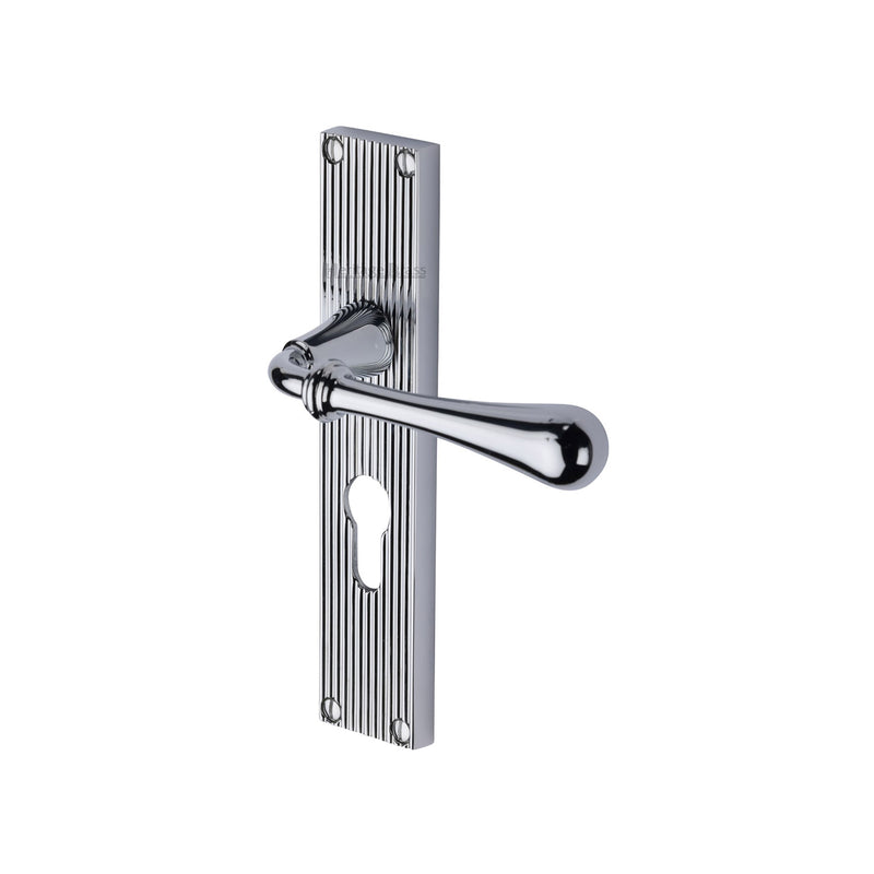 Heritage Brass Roma Reeded Door Handle on Plate