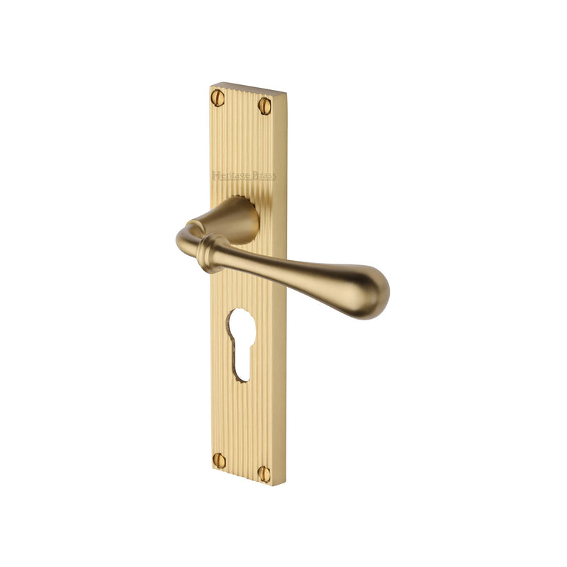 Heritage Brass Roma Reeded Door Handle on Plate