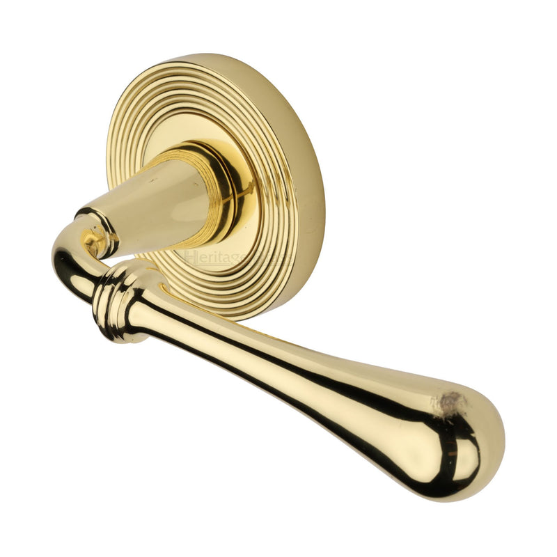Heritage Brass Roma Reeded Door Handle on Round Rose