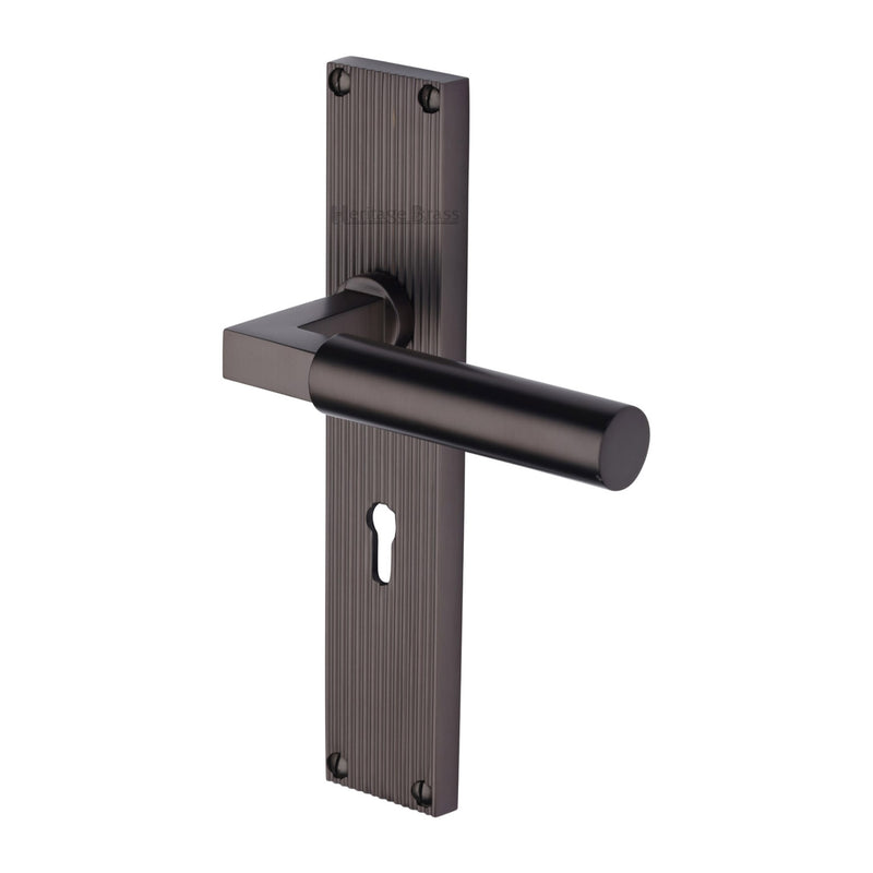 Heritage Brass Bauhaus Reeded Door Handle on Plate