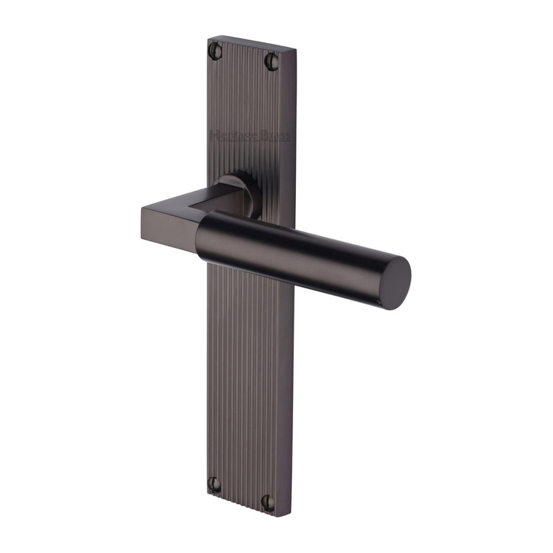 Heritage Brass Bauhaus Reeded Door Handle on Plate