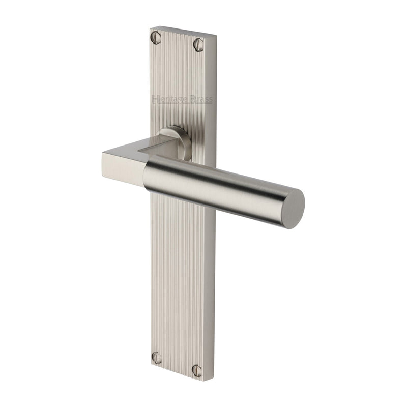 Heritage Brass Bauhaus Reeded Door Handle on Plate
