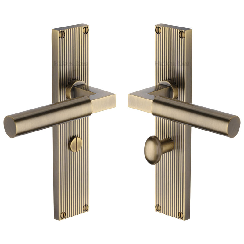 Heritage Brass Bauhaus Reeded Door Handle on Plate