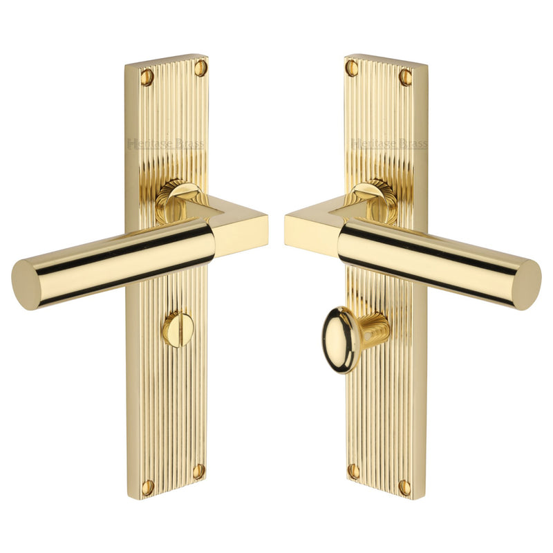 Heritage Brass Bauhaus Reeded Door Handle on Plate