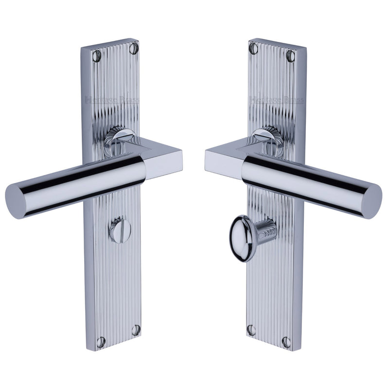 Heritage Brass Bauhaus Reeded Door Handle on Plate