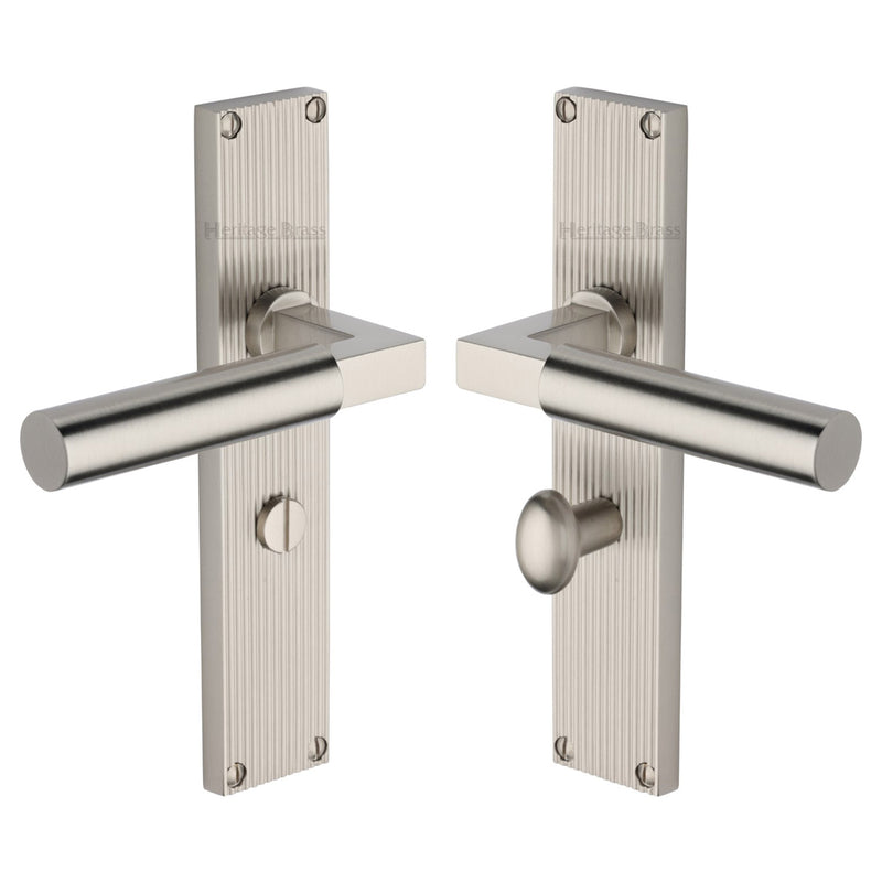 Heritage Brass Bauhaus Reeded Door Handle on Plate