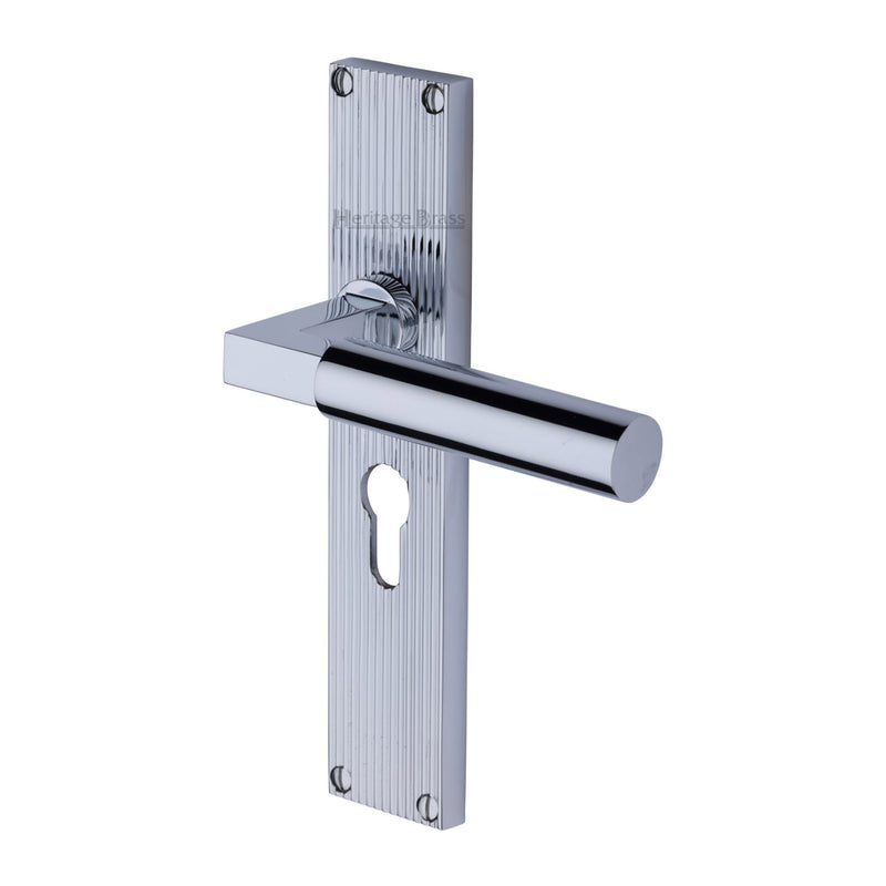 Heritage Brass Bauhaus Reeded Door Handle on Plate