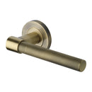 Heritage Brass Phoenix Knurled Door Handle on Round Rose