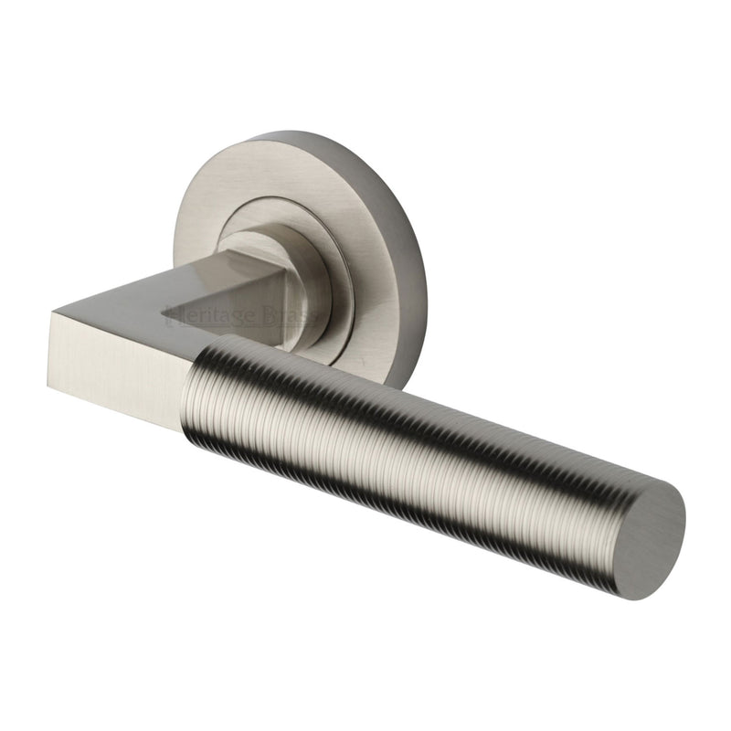 Heritage Brass Spectral Door Handle on Round Rose