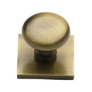 Heritage Brass Victorian Round Cabinet Knob with Square Backplate