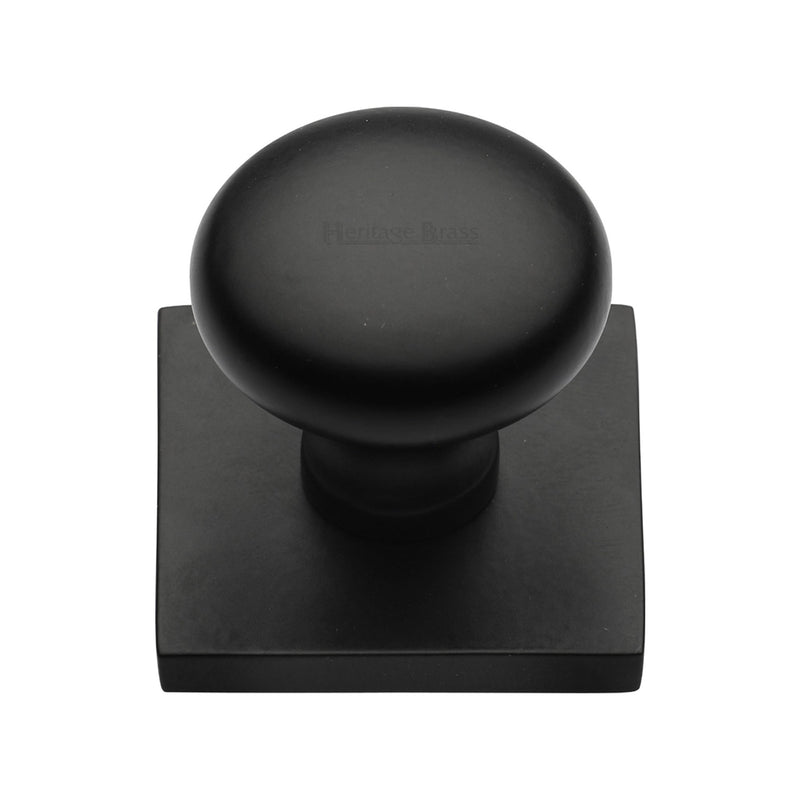 Heritage Brass Victorian Round Cabinet Knob with Square Backplate