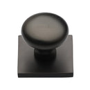 Heritage Brass Victorian Round Cabinet Knob with Square Backplate