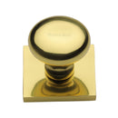 Heritage Brass Victorian Round Cabinet Knob with Square Backplate