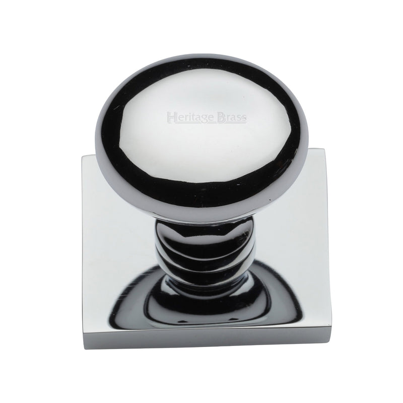 Heritage Brass Victorian Round Cabinet Knob with Square Backplate