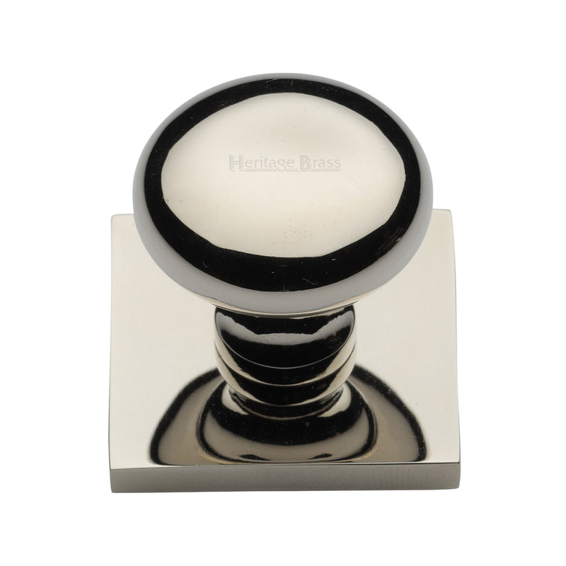 Heritage Brass Victorian Round Cabinet Knob with Square Backplate
