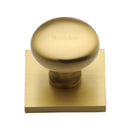 Heritage Brass Victorian Round Cabinet Knob with Square Backplate