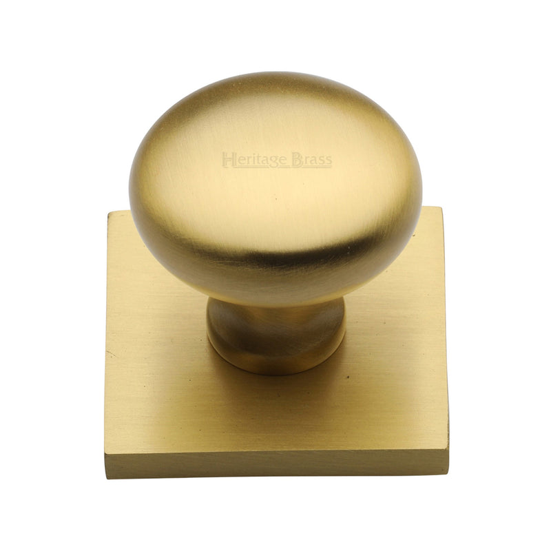Heritage Brass Victorian Round Cabinet Knob with Square Backplate
