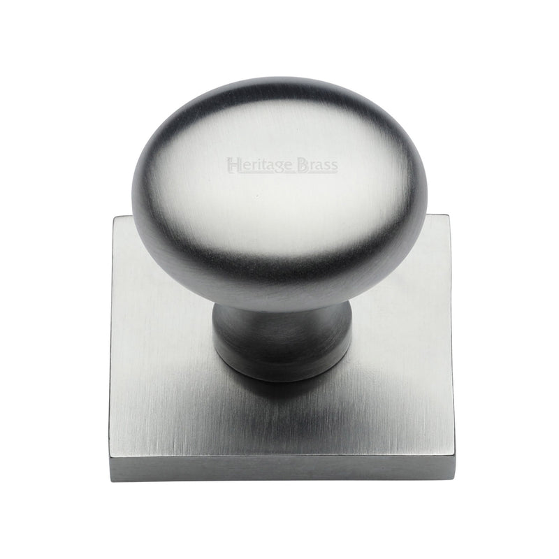 Heritage Brass Victorian Round Cabinet Knob with Square Backplate