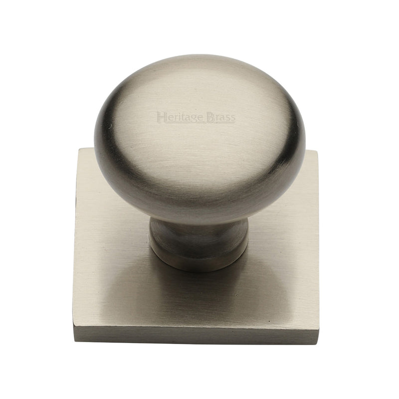 Heritage Brass Victorian Round Cabinet Knob with Square Backplate