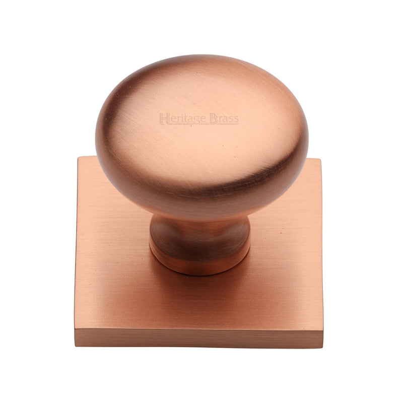 Heritage Brass Victorian Round Cabinet Knob with Square Backplate