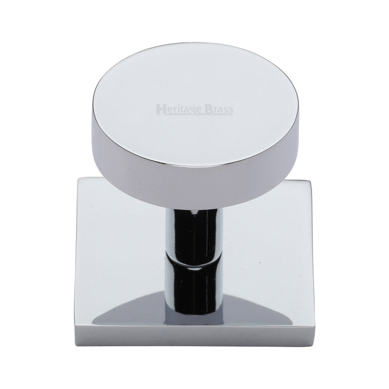 Heritage Brass Disc Cabinet Knob With Square Backplate