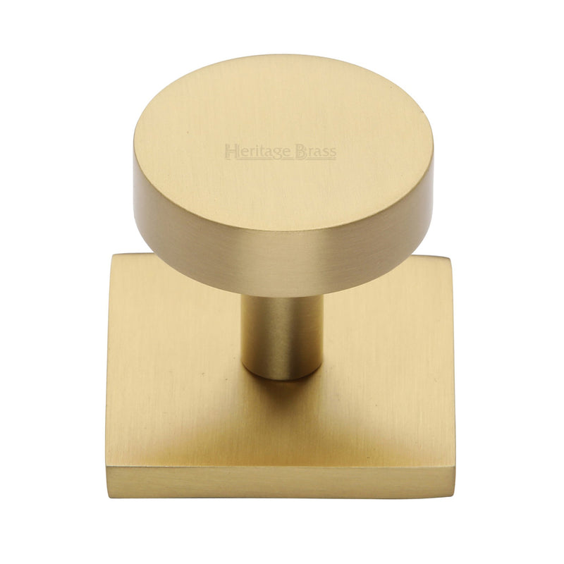 Heritage Brass Disc Cabinet Knob With Square Backplate