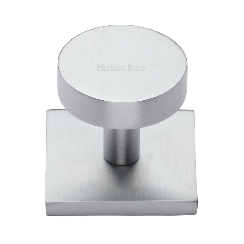 Heritage Brass Disc Cabinet Knob With Square Backplate