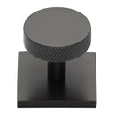 Heritage Brass Knurled Disc Cabinet Knob with Square Backplate