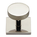 Heritage Brass Knurled Disc Cabinet Knob with Square Backplate