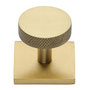 Heritage Brass Knurled Disc Cabinet Knob with Square Backplate