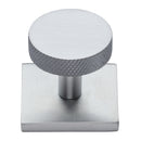 Heritage Brass Knurled Disc Cabinet Knob with Square Backplate