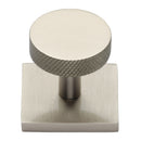 Heritage Brass Knurled Disc Cabinet Knob with Square Backplate