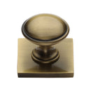 Heritage Brass Domed Cabinet Knob with Square Backplate