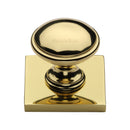 Heritage Brass Domed Cabinet Knob with Square Backplate