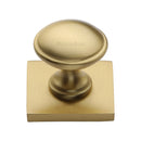 Heritage Brass Domed Cabinet Knob with Square Backplate