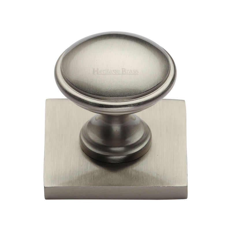 Heritage Brass Domed Cabinet Knob with Square Backplate